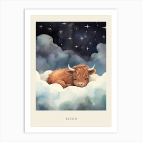 Baby Bison 1 Sleeping In The Clouds Nursery Poster Art Print