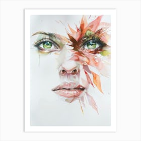 Watercolor Of A Woman'S Face 2 Art Print