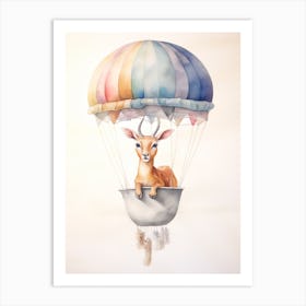 Baby Antelope In A Hot Air Balloon Art Print