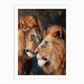 Barbary Lion Rituals Acrylic Painting 2 Art Print
