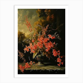 Baroque Floral Still Life Coral Bells 1 Art Print