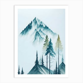 Mountain And Forest In Minimalist Watercolor Vertical Composition 204 Art Print