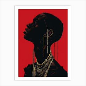 Woman With Gold Chains Art Print