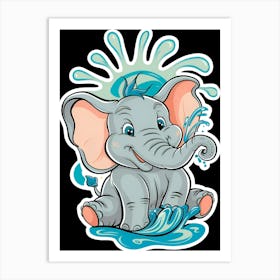 Elephant In The Water Art Print