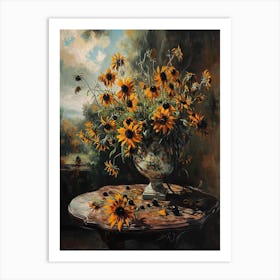 Baroque Floral Still Life Black Eyed Susan 2 Art Print