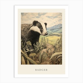 Beatrix Potter Inspired  Animal Watercolour Badger 3 Art Print