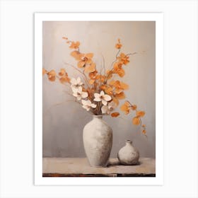 Orchid, Autumn Fall Flowers Sitting In A White Vase, Farmhouse Style 1 Art Print