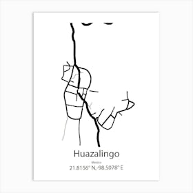 Huazalingo,Mexico Minimalist Map Art Print