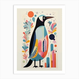 Colourful Scandi Bird Penguin 4 Art Print