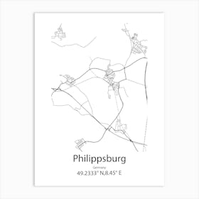 Philippsburg,Germany Minimalist Map Art Print