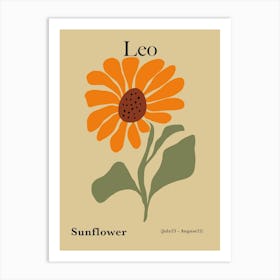 Leo Sunflower Art Print