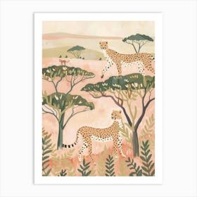Cheetah Pastels Jungle Illustration 4 Art Print