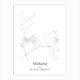 Midland,Canada Minimalist Map Art Print