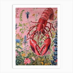 Floral Animal Painting Lobster 3 Art Print