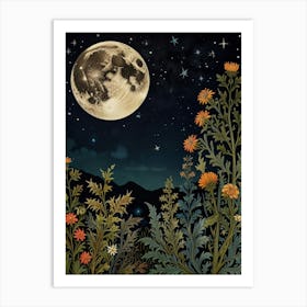 Moon In Forest Style William Morris 6 Art Print