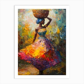 African Woman With Basket 18 Art Print