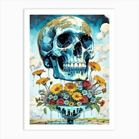 Surrealist Floral Skull Painting (59) Art Print