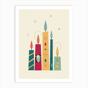 Mid Century Modern Christmas Candles Art Print