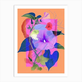 Morning Glory 4 Neon Flower Collage Art Print