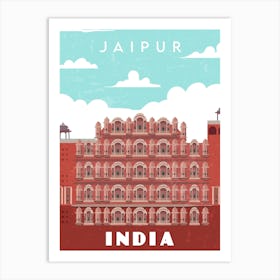 Jaipur, India — Retro travel minimalist poster Art Print