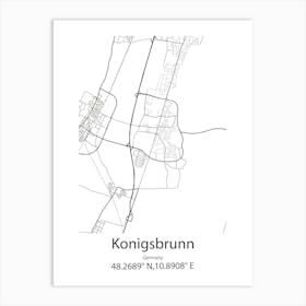 Konigsbrunn,Germany Minimalist Map Art Print