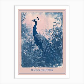 Peacock In The Wild Cyanotype Inspired 3 Poster Art Print