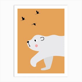 Polar Bear Neutral Yellow Kids Art Print