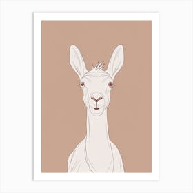 Llama - Boho, Line Art Art Print