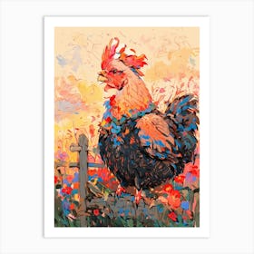 Rooster In The Field Art Print