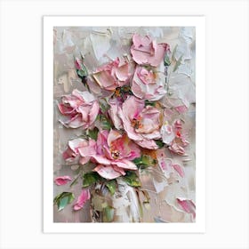 Pink Roses In A Vase 2 Art Print