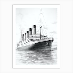 Titanic Ship Sketch Illustration 6 Art Print