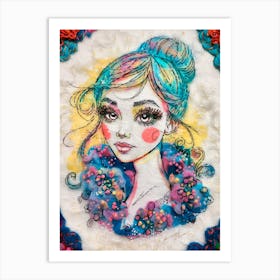 Girl With Colorful Hair 9 Art Print