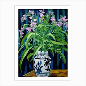 Flowers In A Vase Still Life Painting Lobelia 1 Art Print