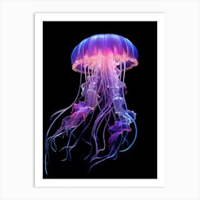 Mauve Stinger Jellyfish Neon Illustration 3 Art Print