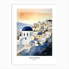 Santorini Greece Watercolour Travel Poster 1 Art Print