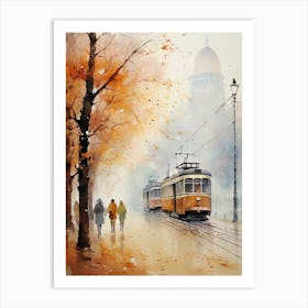 Belgrade Serbia In Autumn Fall, Watercolour 2 Art Print