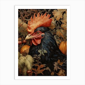Dark And Moody Botanical Chicken 3 Art Print