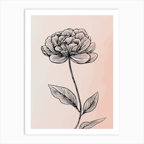 Line Art Marigold Flowers Illustration Neutral 1 Art Print