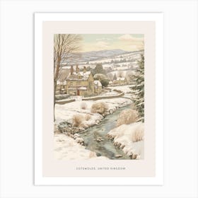 Vintage Winter Poster Cotswolds United Kingdom 2 Art Print