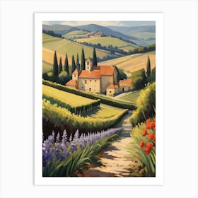 Beautiful Tuscany Landscape Painting Art Print