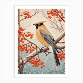 Winter Bird Painting Cedar Waxwing 4 Art Print