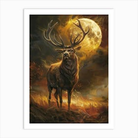 Deer In The Moonlight 6 Art Print