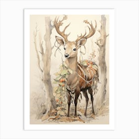 Storybook Animal Watercolour Elk 1 Art Print