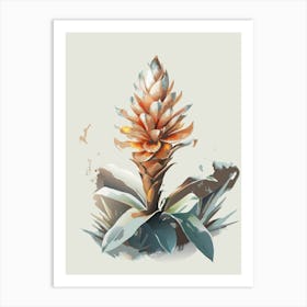 Red Ginger Flower Paint Art Print