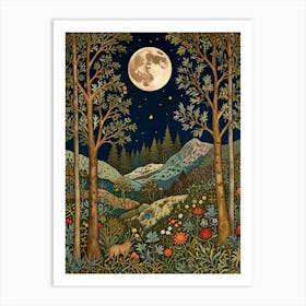 William Morris Moonlight In The Woods 2 Art Print