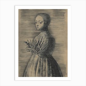 Woman With A Leaf Art Print