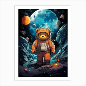 Teddy Bear In Space Art Print