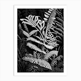 Marsh Fern Linocut Art Print
