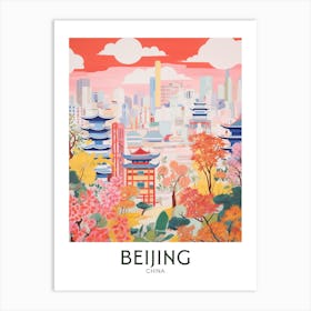 Beijing, China Maximalist Travel Poster Vibrant Colour Art Print