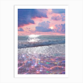 Sunset Beach Pink Dreamy Art Print